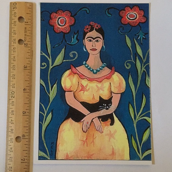 PRINT Frida Kahlo & Cat - Picture 1 of 2